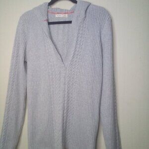 Old Navy Sweater Pullover XL Women Hood V-Neck Textured Gray